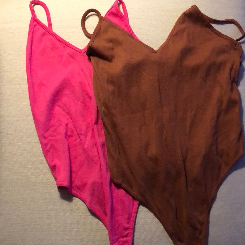 Hot pink and rust orange tank body suit